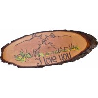 Rindenscheibe bemalt, 35 cm, Druck: I love you --- 2...