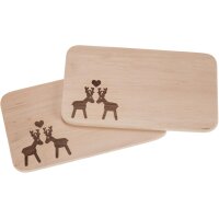 Schneidebrett FSC® Erle 22,5 x 12,5 cm - Rehe verliebt