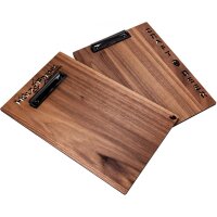 Holz Klemmbrett aus Nussbaum DIN A5 geölt - Briefklemme Gold -