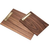 Holz Klemmbrett aus Nussbaum DIN A5 geölt - Briefklemme Gold -