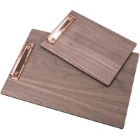 Holz Klemmbrett aus Nussbaum DIN A5 geölt - Briefklemme Gold -