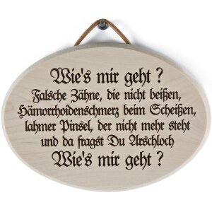 Ahorn, Buntdruck, roh, 18x13cm,  Wies mir geht? ...Mann