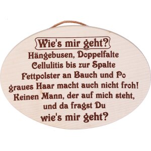 Maple board - color print / raw - 18 x 13cm - Wies mir geht? (woman)