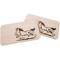 Schneidebrett FSC® Erle 22,5 x 12,5 cm - lustiges Pferd