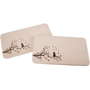 Cutting board FSC® alder 22.5 x 12.5 cm - Cat on branch