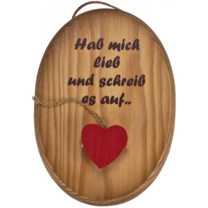 Lacquered beech note holder with heart clip Print: Hab mich lieb...