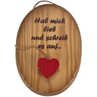 Notizhalter Buche lackiert mit Herzklammer Druck: Hab...