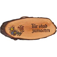 Rindenspruch ca. 25 cm Läng Siebdruck: Tür stad...