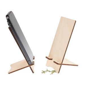 Holz Handyhalter aus Birkenholz - Ständer für Smartphones und Handys