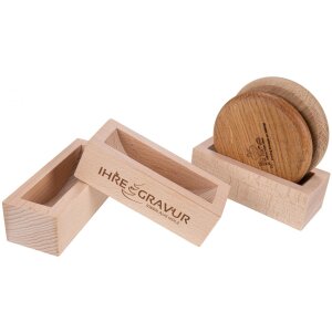 Bierdeckel Halter / Aufsteller aus Buchenholz - 12,5 x 5 x 4 cm