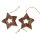 Christmas ornament with bark - star-in-star design - 8 x 8 cm, wooden tree decoration