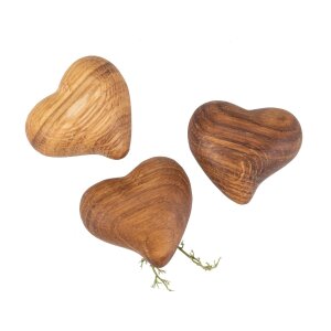 Wooden heart curved hand flatterer 5.5 x 5 x 3.3 cm made of oiled oak