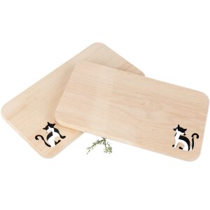 Schneidebrett aus Erle mit Laserschnitt 22,5 x 12,5 x 1,2 cm - Katze
