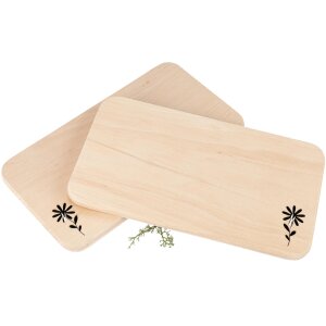 Alder chopping board with laser cut 22.5 x 12.5 x 1.2 cm - Flower
