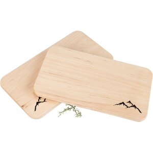 Schneidebrett aus FSC® Erle mit Laserschnitt 22,5 x 12,5 x 1,2 cm - Berge