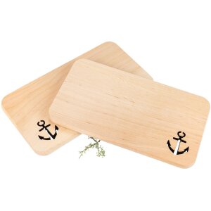Alder chopping board with laser cut 22.5 x 12.5 x 1.2 cm - Anchor