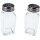 Square salt and pepper shakers - stainless steel and glass