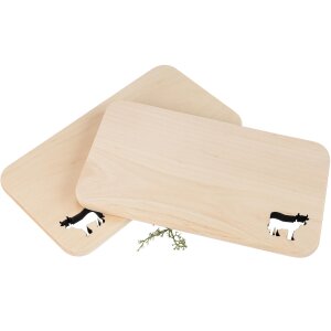 Schneidebrett aus Erle mit Laserschnitt 22,5 x 12,5 x 1,2 cm - Kuh