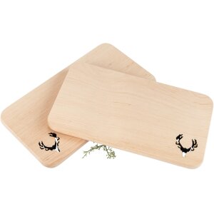 Schneidebrett aus Erle mit Laserschnitt 22,5 x 12,5 x 1,2 cm - Geweih