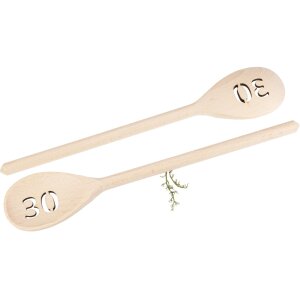 Wooden Cooking Spoon Oval – 30 cm – Beech with Birthday Number 30 Cut-Out