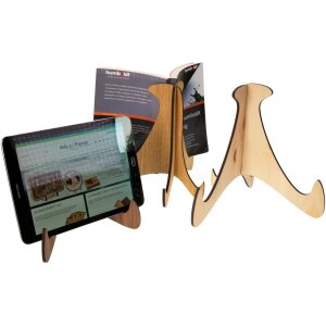 Holz Buchhalter, Kochbuchständer und Tablett Halter - geschwungene Form