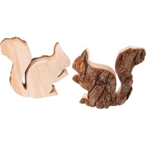 Holz Deko Eichhörnchen aus Erle | Mit Rinde - Rustikale Naturdeko - 6 x 6 cm