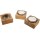 Simple tea light holder made of oiled oak wood with tea light and glass