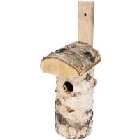Rustic nesting box made of birch wood with bark | 44mm entrance hole