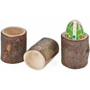 Handmade hazelnut egg cup with tree bark - 7cm high, Ø approx. 4cm