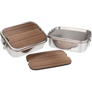 Waterproof stainless steel lunchbox 1200ml with 5mm oiled walnut wood board