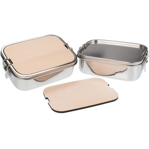 Wasserdichte Edelstahl Lunchbox 1200ml mit FSC® Buche Holzbrett 5mm