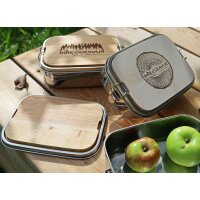 Wasserdichte Edelstahl Lunchbox 1200ml mit FSC® Buche Holzbrett 5mm