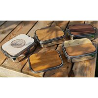 Wasserdichte Edelstahl Lunchbox 1200ml mit FSC® Buche Holzbrett 5mm