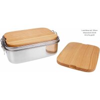 Wasserdichte Edelstahl Lunchbox 1200ml mit FSC® Buche Holzbrett 5mm
