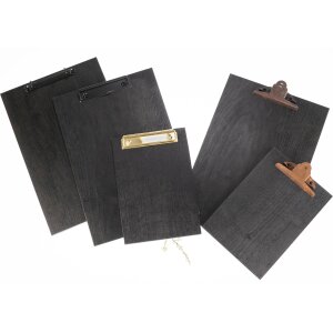Klemmbrett aus 12mm FSC® Erle Massivholz in Schwarz lackiert