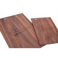 Clipboard with wooden clamp made of oiled walnut wood DIN A4 screw color silver