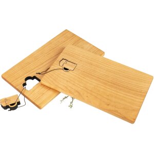 Schneidebrett - Kirsche geölt - 30 x 18 x 1,5 cm - Bierkrug an Lederband FSC®
