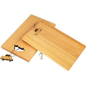 Schneidebrett - Kirsche geölt - 30 x 18 x 1,5 cm - Auto an Lederband FSC®
