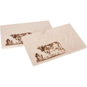 Chopping board on FSC® maple wood 26 x 15 x 1.5 cm with motif cow on pasture