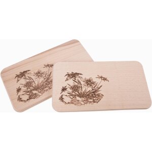 Cutting board FSC® alder 22.5 x 12.5 cm - Edelweiss perennial