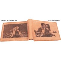 Leder Geldbeutel hellbraun mit Fotogravur einseitige Lasergravur