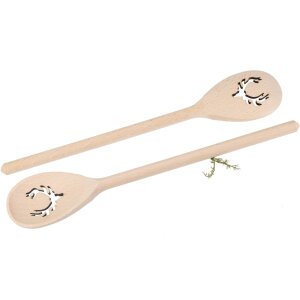 Wooden Cooking Spoon Oval – 30 cm – Beech with Deer Antler Cut-Out