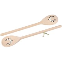 Holz Kochlöffel oval aus Buche - 30 cm - mit Hirsch...