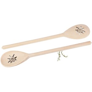 Holz Kochlöffel oval aus Buche - 30 cm - mit Edelweiß Ausschnitt