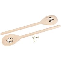 Holz Kochlöffel oval aus Buche - 30 cm - mit Flamme...