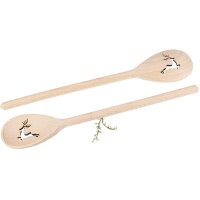 Holz Kochlöffel oval aus Buche - 30 cm - mit Hirsch...
