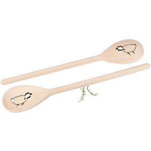 Wooden Cooking Spoon Oval – 30 cm – Beech with Sheep Cut-Out