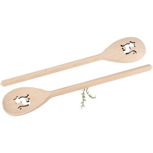 Holz Kochlöffel oval aus Buche – 30 cm – mit Katzen Ausschnitt