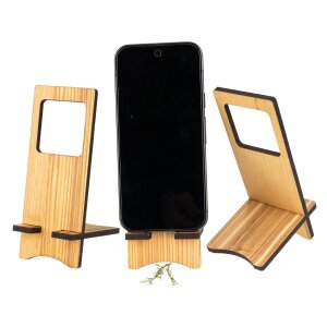 Nachhaltiger Holz Smartphone-Halter | Zum Stellen oder Hängen aus Esche mit Kern geölt FSC®