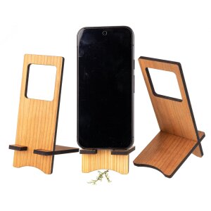 Nachhaltiger Holz Smartphone-Halter | Zum Stellen oder Hängen aus Kirsche geölt